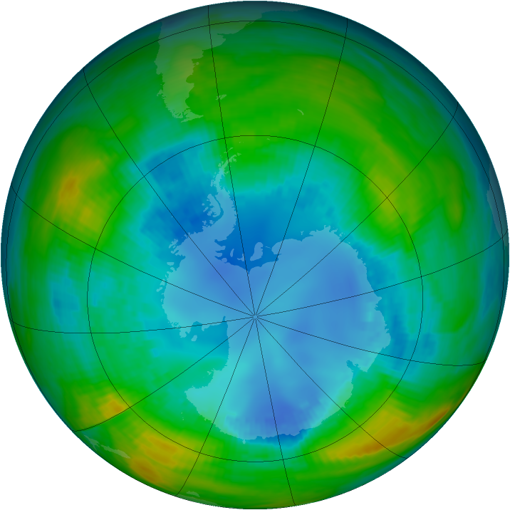 Antarctic ozone map for 19 August 1985